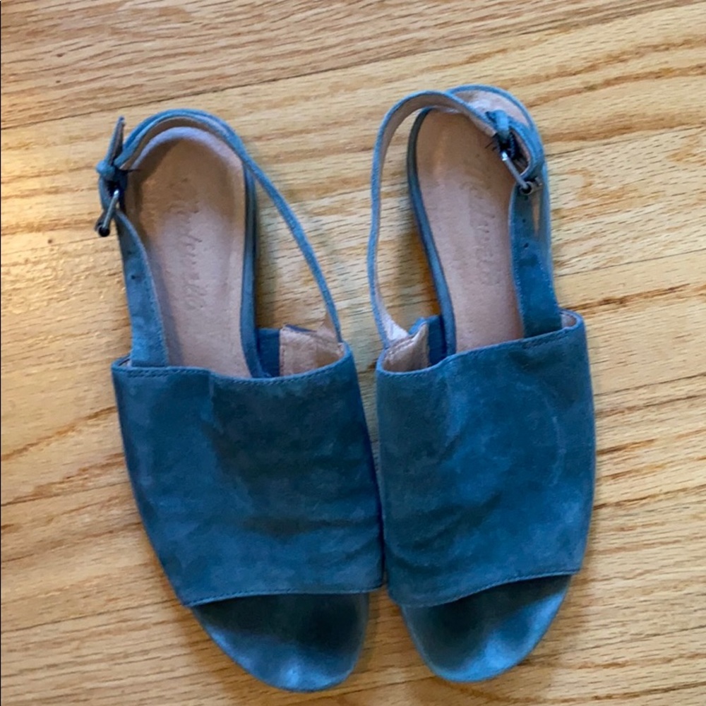 Madewell Teal Suede Slingback Sandals